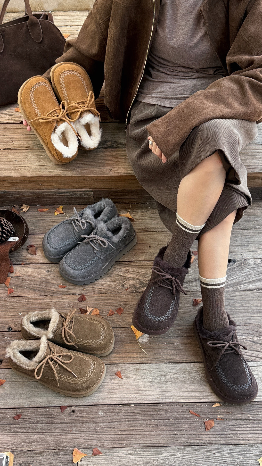 欧洲站2025秋冬真皮厚底系带加绒勃肯鞋马丁靴雪地靴保暖女靴3425