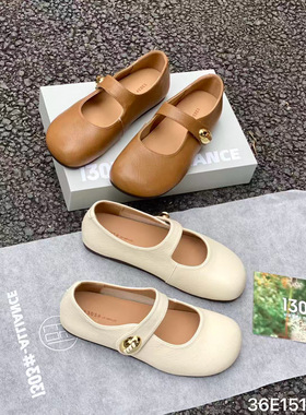 欧洲站2026春平底圆头豆豆鞋乐福鞋懒人鞋复古玛丽珍女单鞋15197