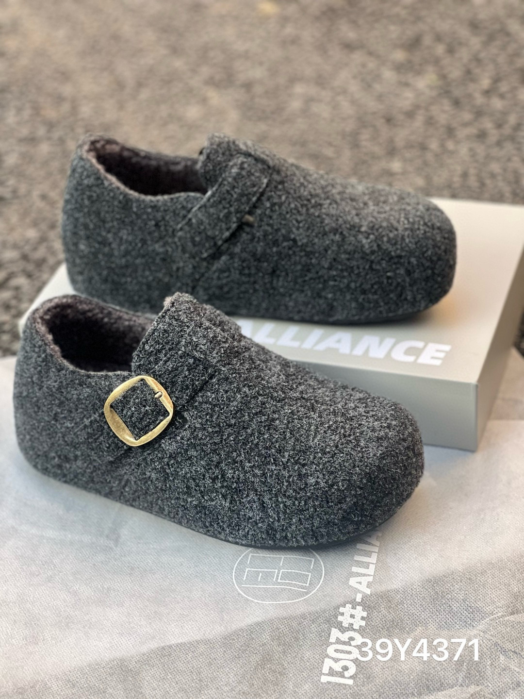 欧洲站2025冬款内增高毛呢勃肯鞋吐司鞋圆头休闲舒适女棉鞋潮4371