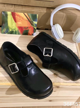欧洲站2026春复古布洛克方头乐福鞋百搭黑色皮带扣小皮鞋女15702