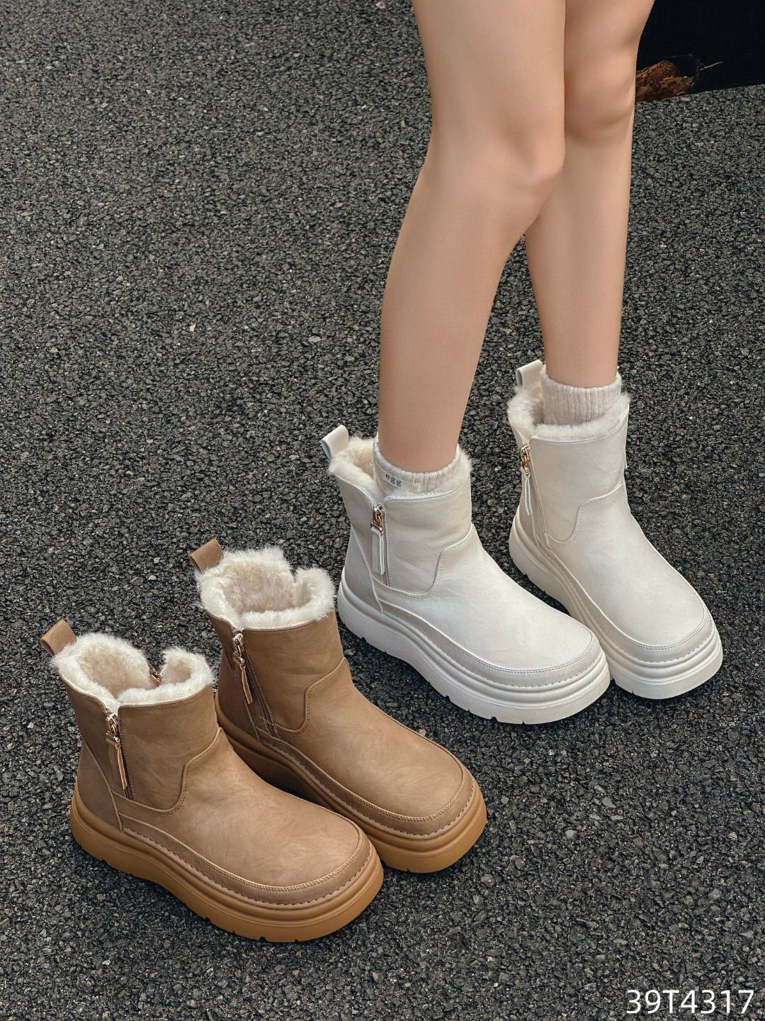 欧洲站2025秋冬英伦风短筒加绒切尔西舒适马丁靴保暖雪地靴女4317