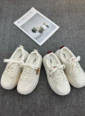 欧洲站2026春款真皮松糕厚底小白鞋休闲运动鞋板鞋增高女鞋15232