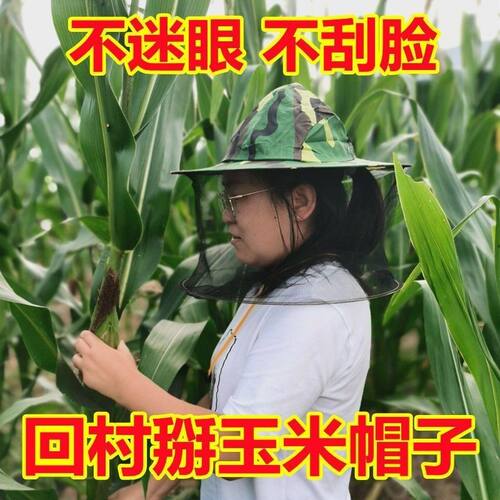 干农活农村玉米地干活专用帽子防护帽防虫防迷眼防刮脸掰玉米苞谷