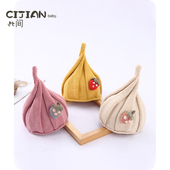 宝宝帽子秋冬季 儿童可爱草莓尖尖帽男童宝宝巫师帽女童婴儿针织帽