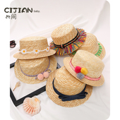 宝宝帽子夏季 韩版 亲子遮阳草帽儿童沙滩太阳帽男童防晒帽女童凉帽