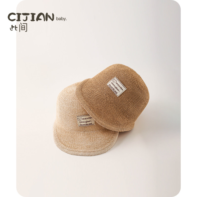 女童帽子春夏韩版贴布可爱绑带出游洋气透气防晒男童鸭舌遮阳帽