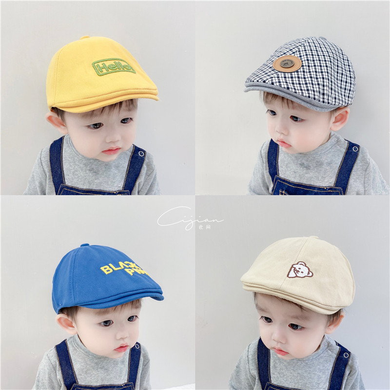 宝宝帽子春秋夏季2021新款儿童个性字母装饰韩版男童女童贝雷帽潮