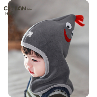 宝宝帽子秋冬季婴儿公鸡帽男宝女宝保暖围脖一体帽儿童超萌套头帽