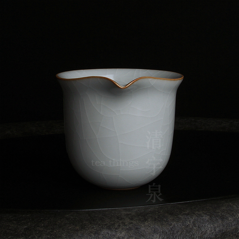 台湾柏采汝窑茶海冬青釉月白 柏采窑 IR-114E汝瓷开片 惮古公道杯