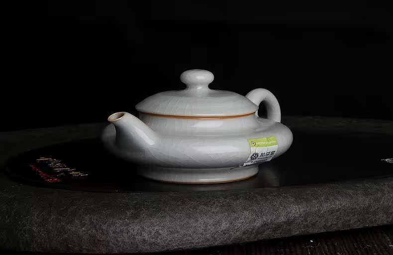 台湾柏采汝窑茶壶冬青釉月白 柏采窑 HR-139E 玉鹊壶开片汝瓷泡茶