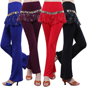 夏季广场舞服装裙裤新款长裤女成人拉丁舞练功摩登跳舞蹈喇叭裤子