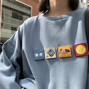 韩版 ins300长袖 cec上衣潮 胖mm240斤bf慵懒风春秋季 卫衣女宽松大码