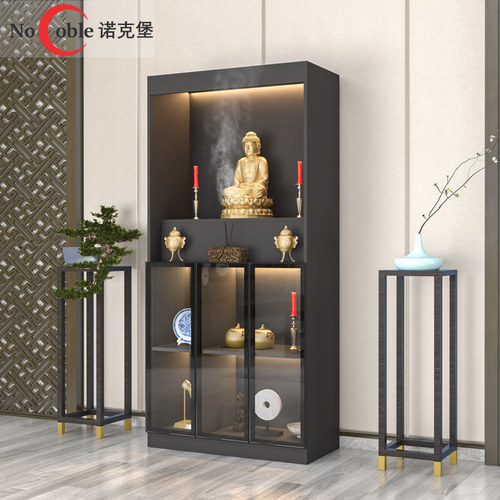 双开门财神菩萨家用坐台加高佛柜