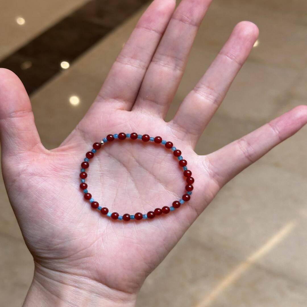 【心动预警】JUNLA 设计师款 s925纯银磷灰石红玛瑙手串轻奢小众
