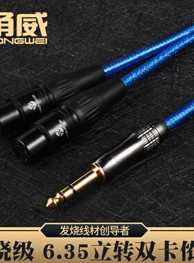 双卡农母转6.35mm大三芯 6.5立体声 XLR卡农线调音台音箱线甬威y7