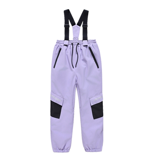 儿童防水滑雪裤男童女童防风可拆卸背带裤保暖儿童单板双板滑雪裤