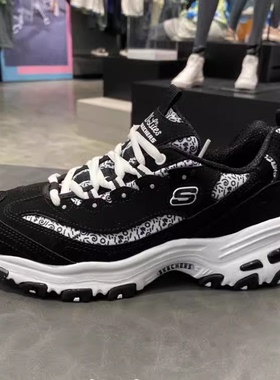 Skechers斯凯奇女鞋春秋涂鸦拼接厚底减震老爹鞋休闲运动鞋13169