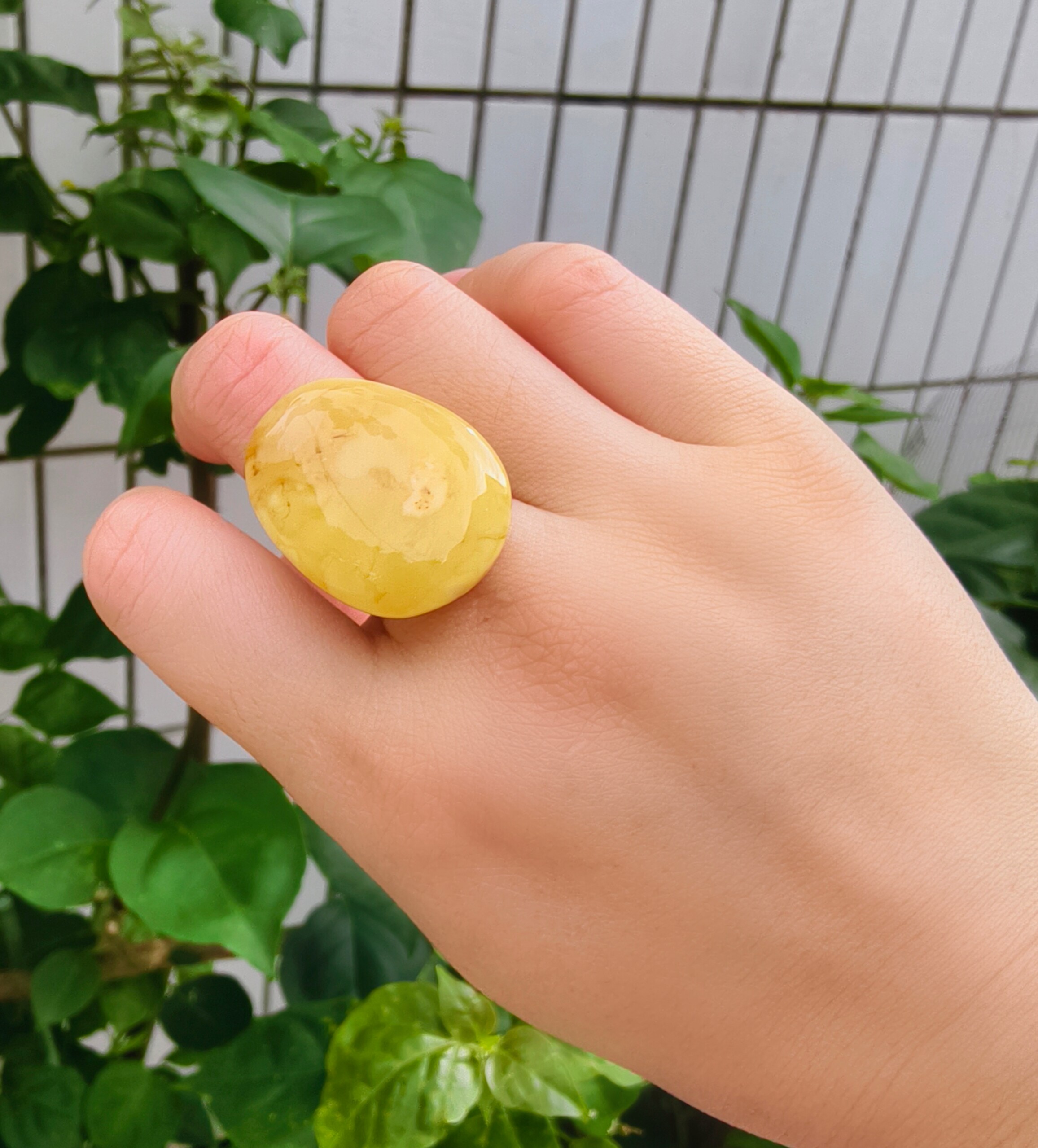 天然蜜蜡微瑕戒指，不退换戒指/指环