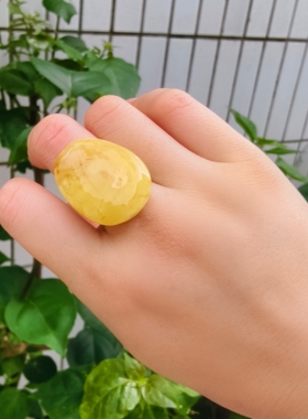 天然蜜蜡微瑕戒指，不退换