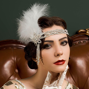 1920S盖茨比羽毛发带舞台演出表演头饰晚宴会派对发饰礼服配饰女