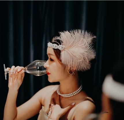 1920S复古羽毛松紧发饰舞台民族印第安派对聚会发带头饰前额发带