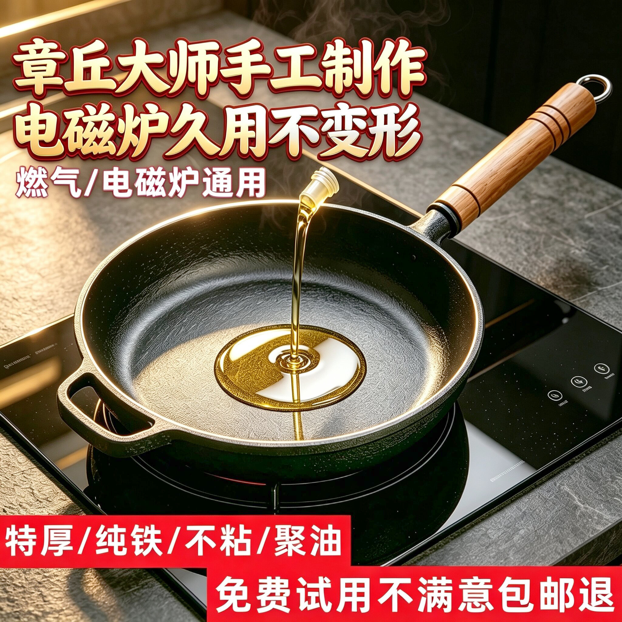 章丘手工制作纯铁特厚底部不变形