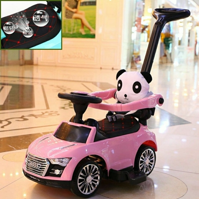 儿童奥迪车三合一轻便手推护栏车宝宝玩具车溜溜车四轮幼儿滑行车