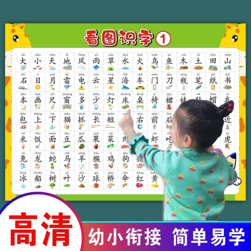 学前识字1000字挂图大班幼儿园儿童认字幼小衔接启蒙学习神器全套