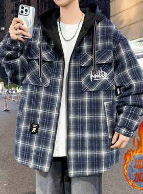 青少年加绒加厚外套男款秋冬季2026新款初高中学生帅气夹克棉衣服
