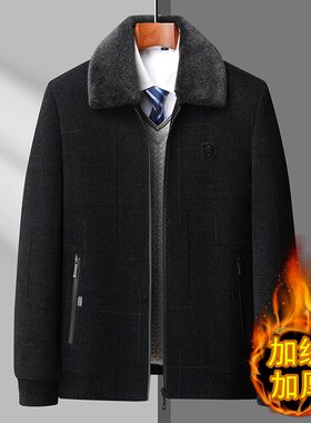 加绒棉服男款冬季外套爸爸装保暖加厚中老年爷爷防寒棉衣大码棉袄