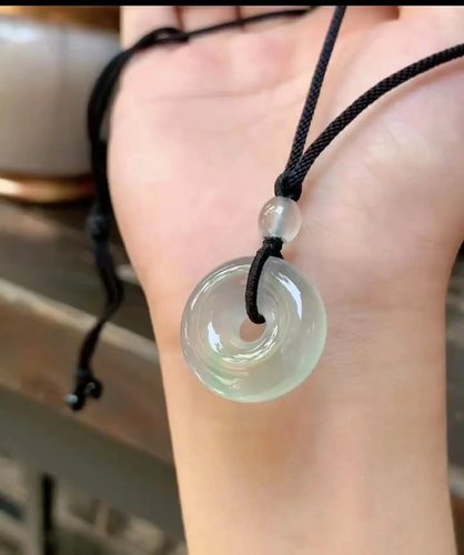 华翠直播间专拍链接！勿拍错！高冰晴蓝底甜甜圈裸石吊坠！