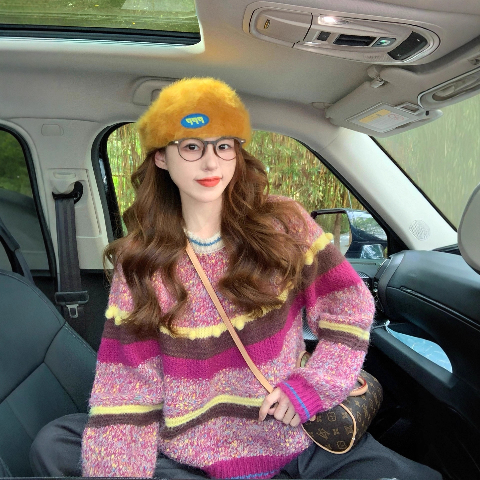 园园美衣色点点条纹毛衣女2026新款秋冬外穿法式复古慵懒风针织衫