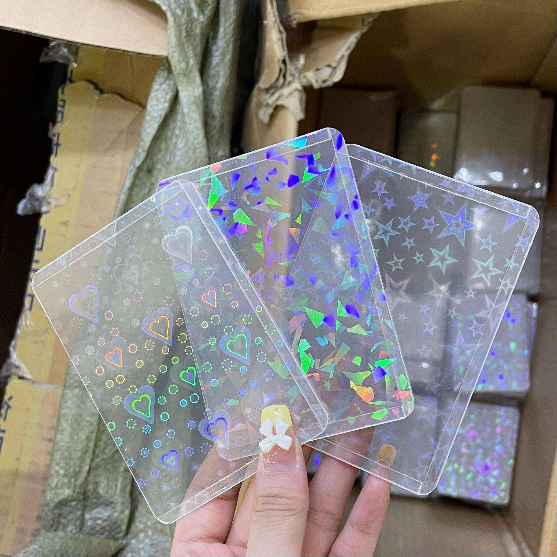 【60张装】单面镭射闪膜明星小卡套咕卡照片套星星护卡膜保护套