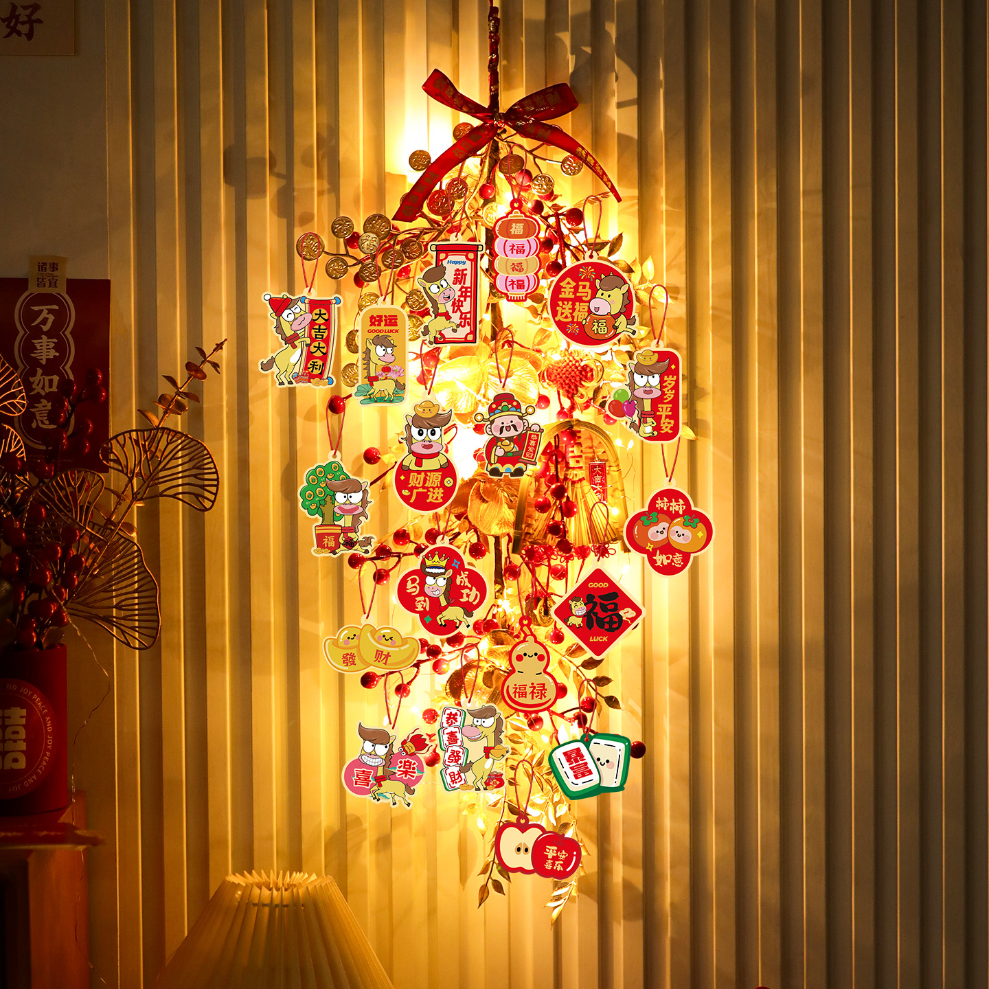 新年装饰红果挂件2026新款马年春节家用客厅商场喜庆氛围布置挂饰