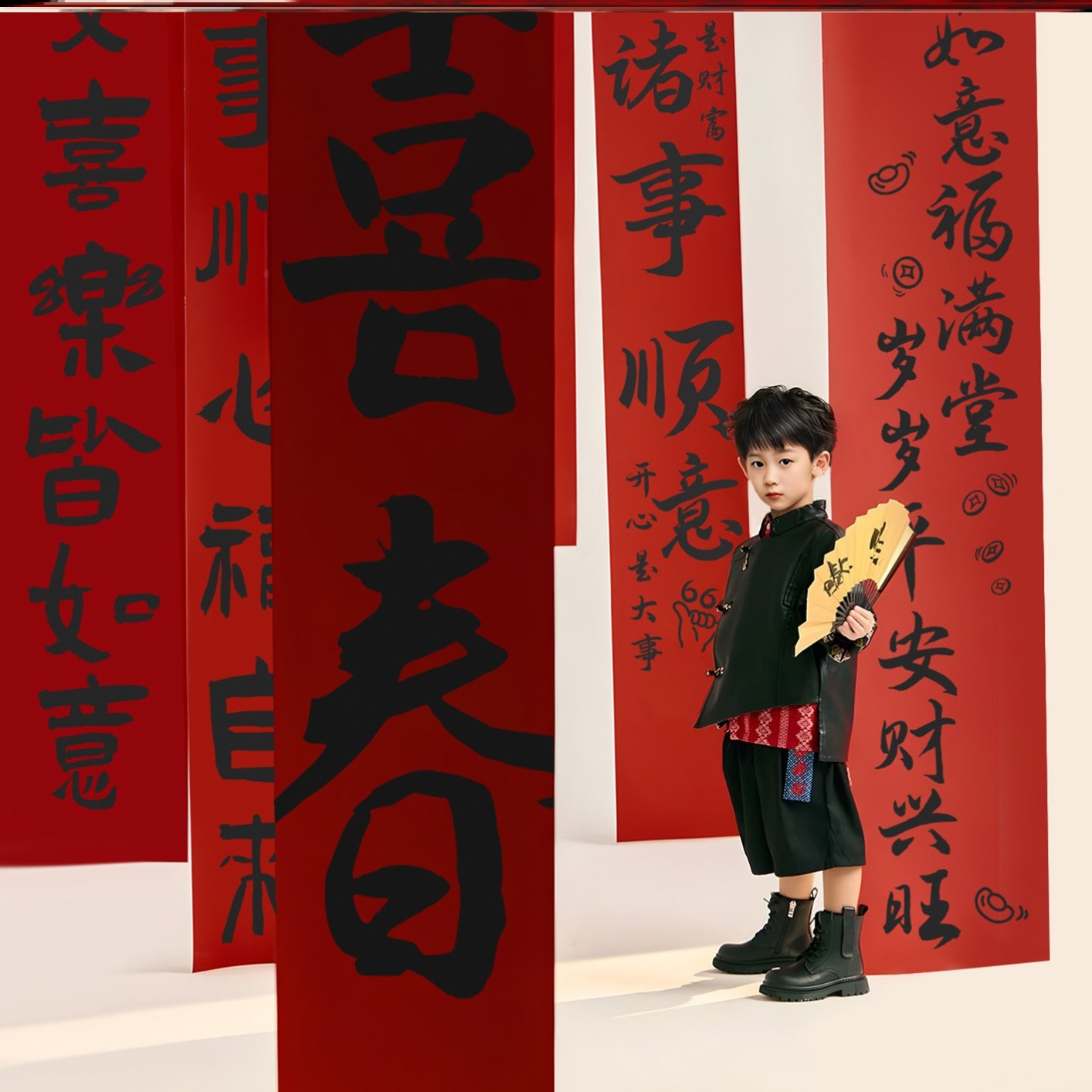 马年新款对联新年写真人像拍照道具新中式拍摄场景搭建摄影背景布,节庆用品/礼品,节日装扮用品,淘宝优惠券,粉丝福利购,淘宝优惠卷