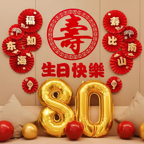 喜庆布置简单60大寿装饰背景墙贴