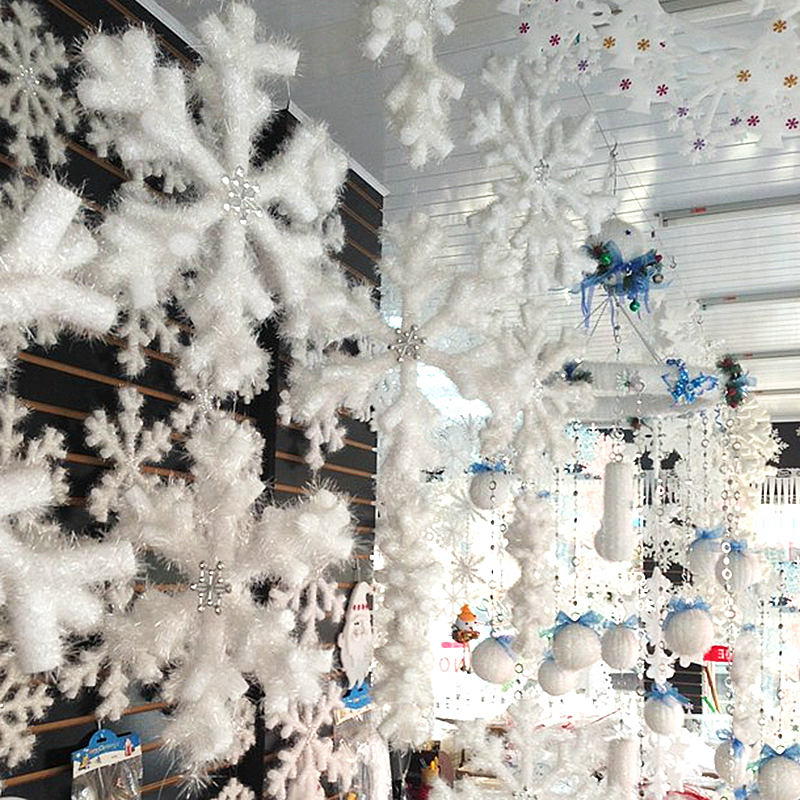 圣诞装饰品八角立体雪花仿真泡沫雪花片挂件酒吧商场装饰舞蹈道具