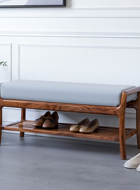 凯的 新中式实木换鞋凳 乌金木家用入户门穿鞋凳可坐长条凳储物凳