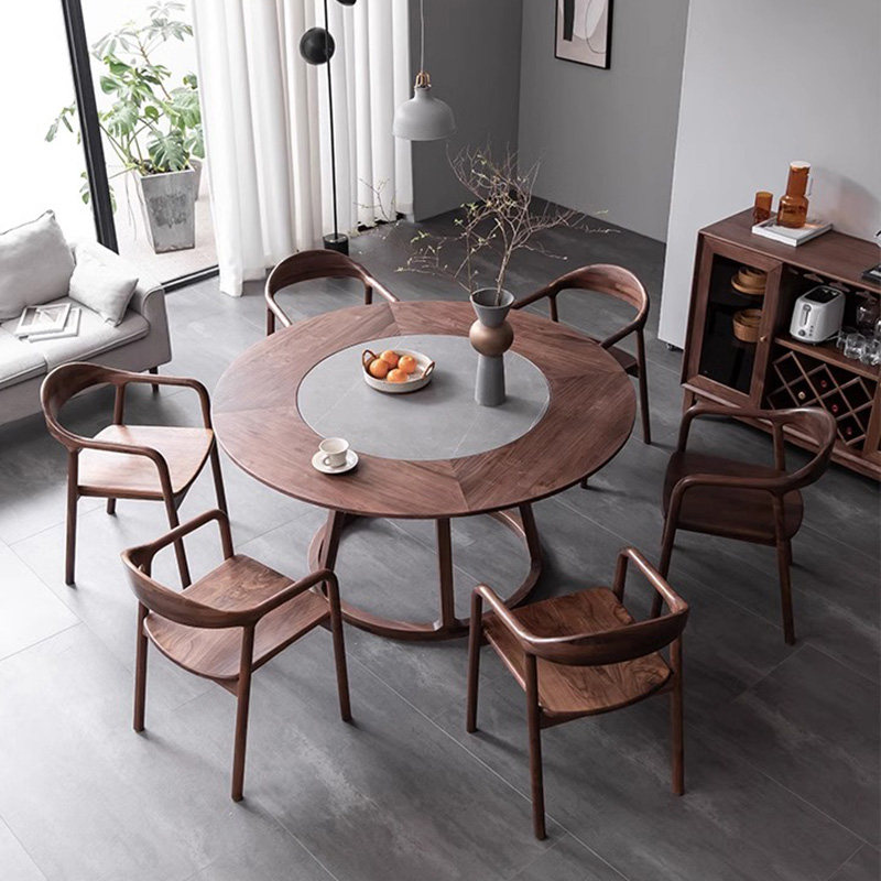 内嵌式岩板转盘圆桌餐桌凯的圆形