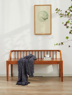 黑胡桃木全实木长凳带靠背家用茶桌凳餐厅原木餐桌长条凳子可定制