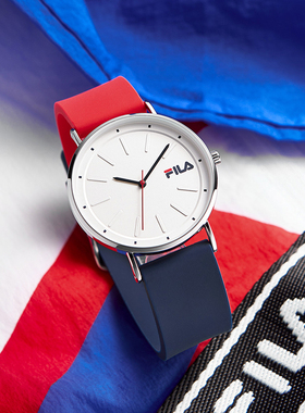 FILA斐乐简约撞色石英手表防水男女士初高中大学生考试腕表6052