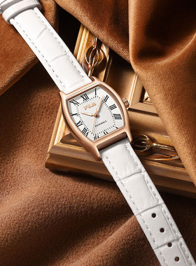 FILA斐乐小酒桶女士手表轻奢复古真皮方表送女生腕表生日礼物6569