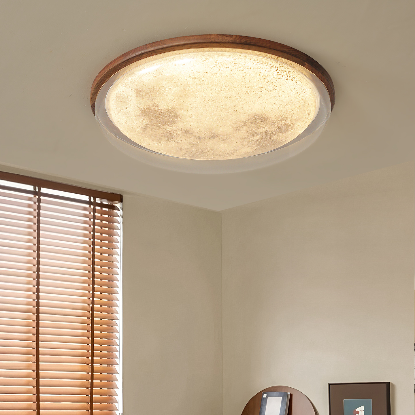 中古风胡桃木卧室书房吸顶灯