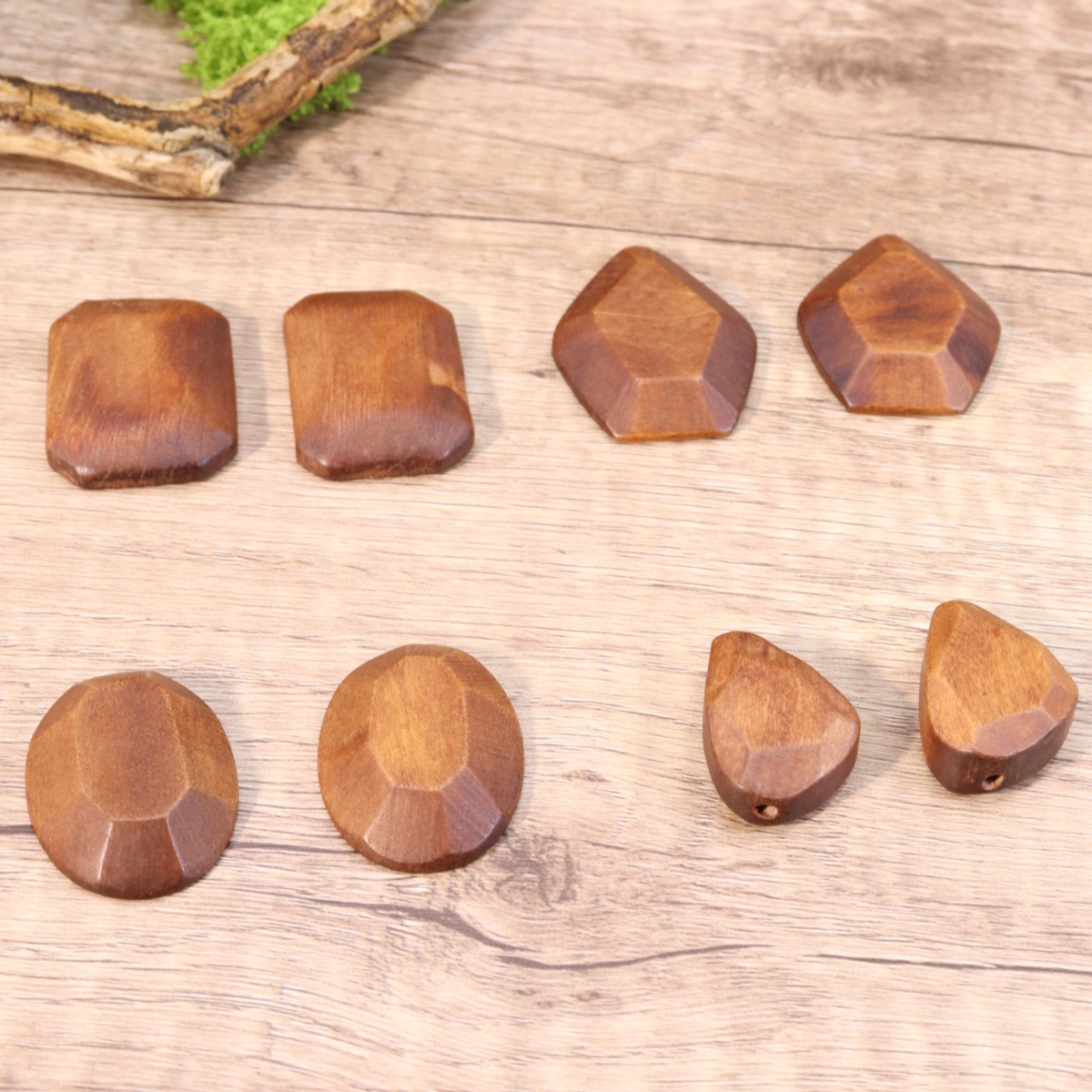 天然木头雕刻梅花古风耳环