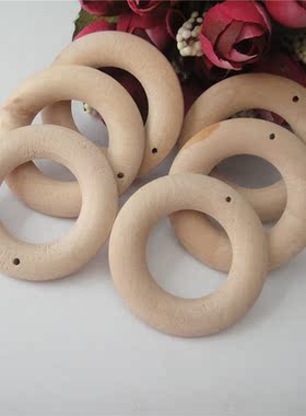 45mm木圈圆环木环白色毛胚散珠diy手工彩绘漆画材料饰品配件