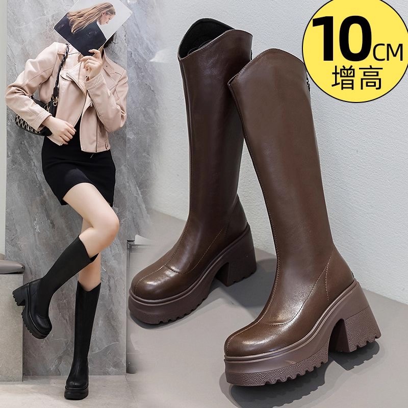 10cm超高跟松糕厚底不过膝长筒靴