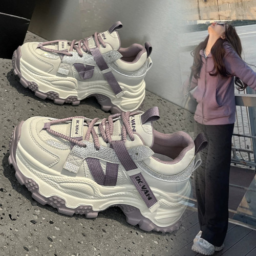 厚底老爹鞋女小个子系带时尚潮鞋