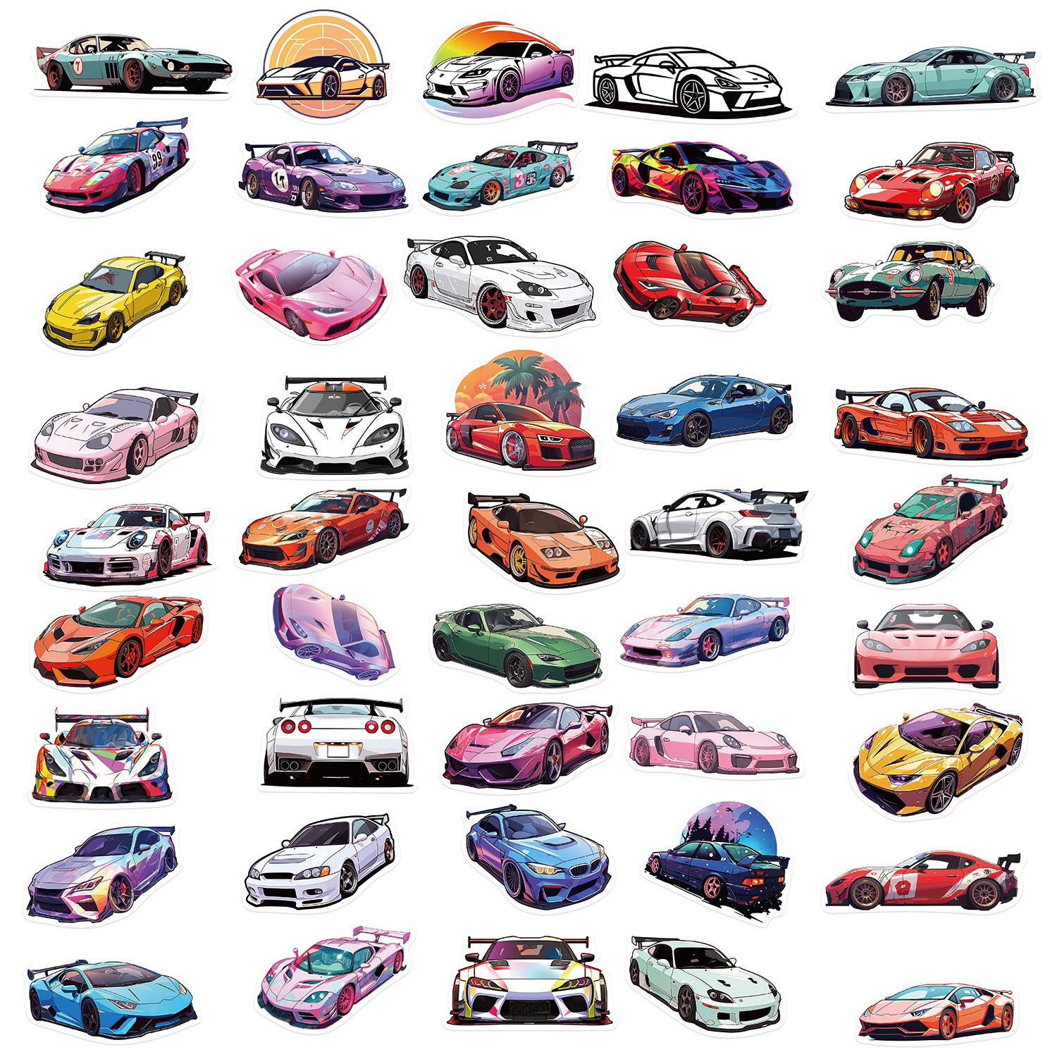 thumbnail for Personality cool sports car racing off-road vehicle decorative stickers scooter notebook children's stationery thermos cup stickers