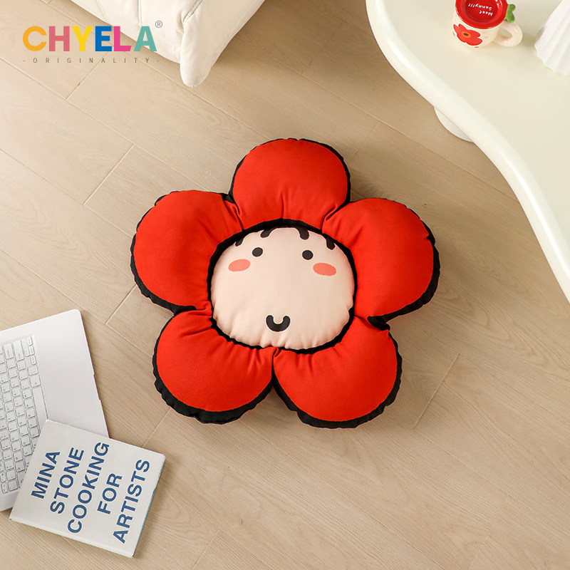 采绎来x小蔻 原创小红花坐垫飘窗卧室地上抱枕办公室靠背QT260