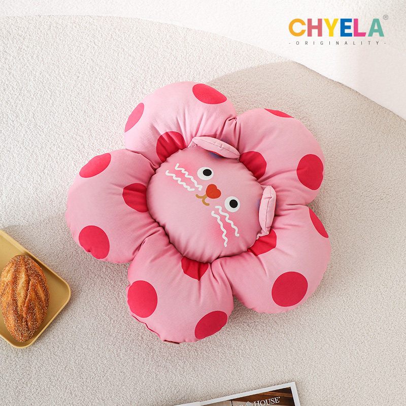 采绎来x咪咕青云 粉波花朵抱枕多巴胺靠枕坐垫沙发可爱垫子QT634